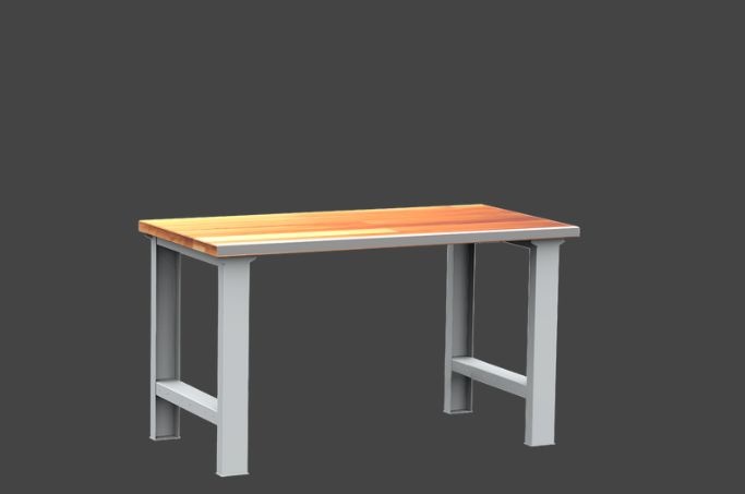 Dílenský stůl DPS 1A01 s oplechovanou nerezovou přední hranou desky