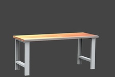 Dílenský stůl DPS 2A01 s oplechovanou nerezovou přední hranou desky