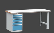 KOVOS dílenský stůl DPS 2623 s oplechovanou pracovní deskou, kontejner