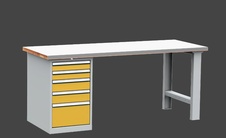 KOVOS dílenský stůl DPS 2623 s oplechovanou pracovní deskou, kontejner