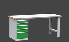 KOVOS dílenský stůl DPS 2623 s oplechovanou pracovní deskou, kontejner