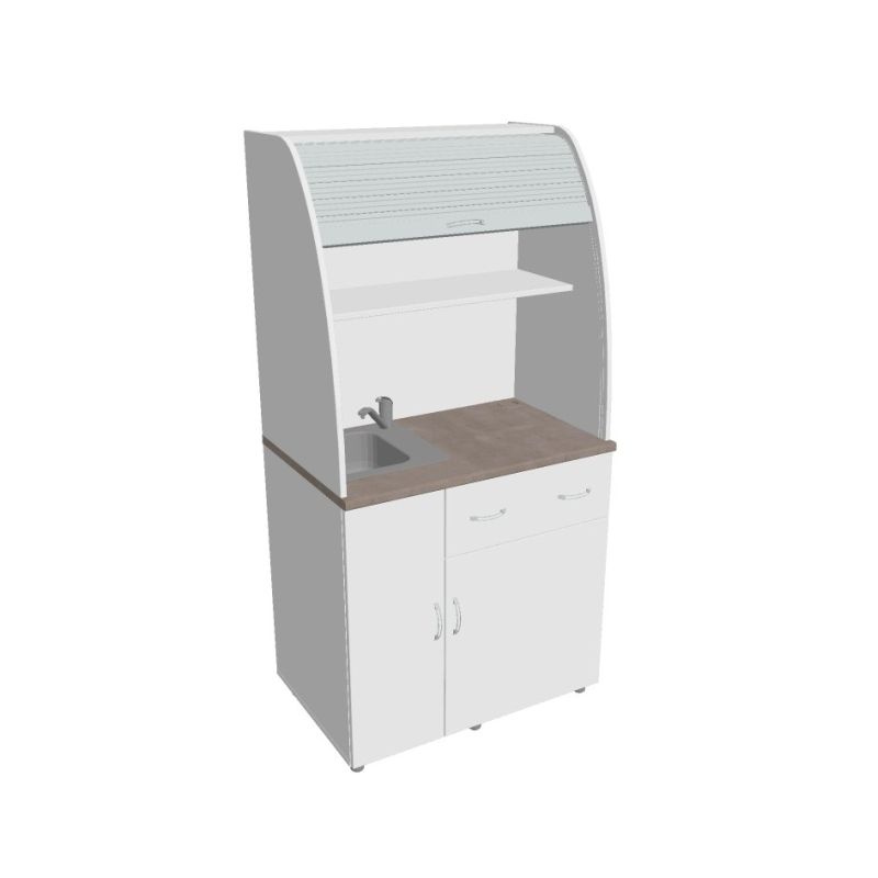 HOBIS kancelářská kuchyň s dřezem a baterií, levá - KU 2 1 L, bílá