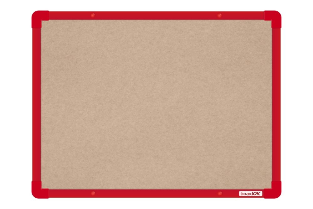 Textilní nástěnka boardOK s červeným rámem 600x450