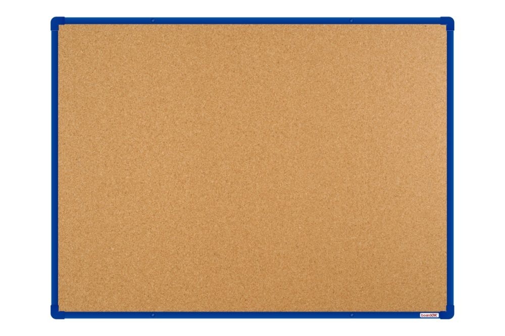 Korková nástěnka boardOK s modrým rámem 1200x900