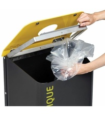 Koš na tříděný odpad z odolné oceli - plasty, Rossignol Kolotri 58501, 80 L, žlutý