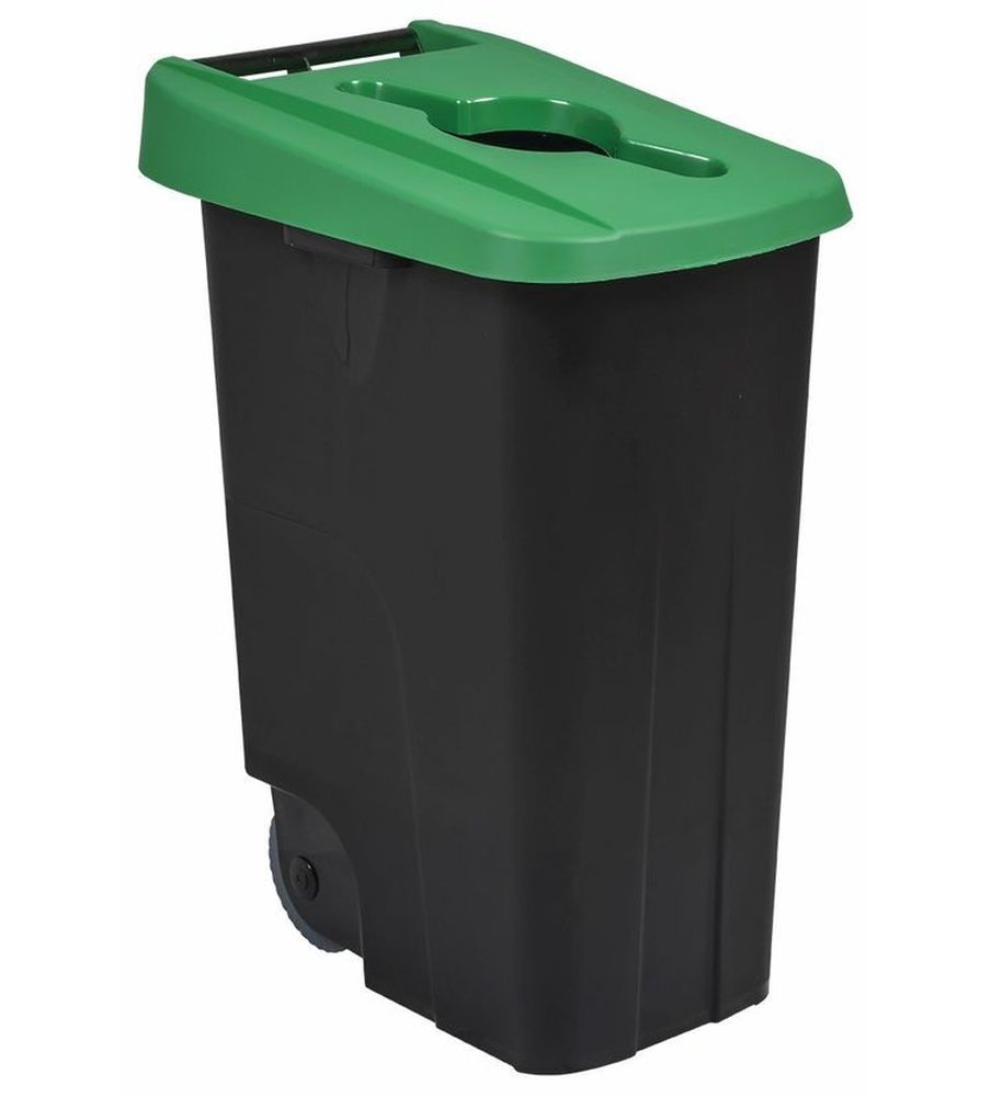 Koš na tříděný odpad, pojízdný, Rossignol Movatri 56186, zelený, s otvorem, 85 L