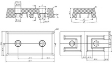 Gumový doraz na rampu 500x250x100, rozteč děr 250 mm