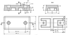 Gumový doraz na rampu 500x250x100, rozteč děr 320 mm