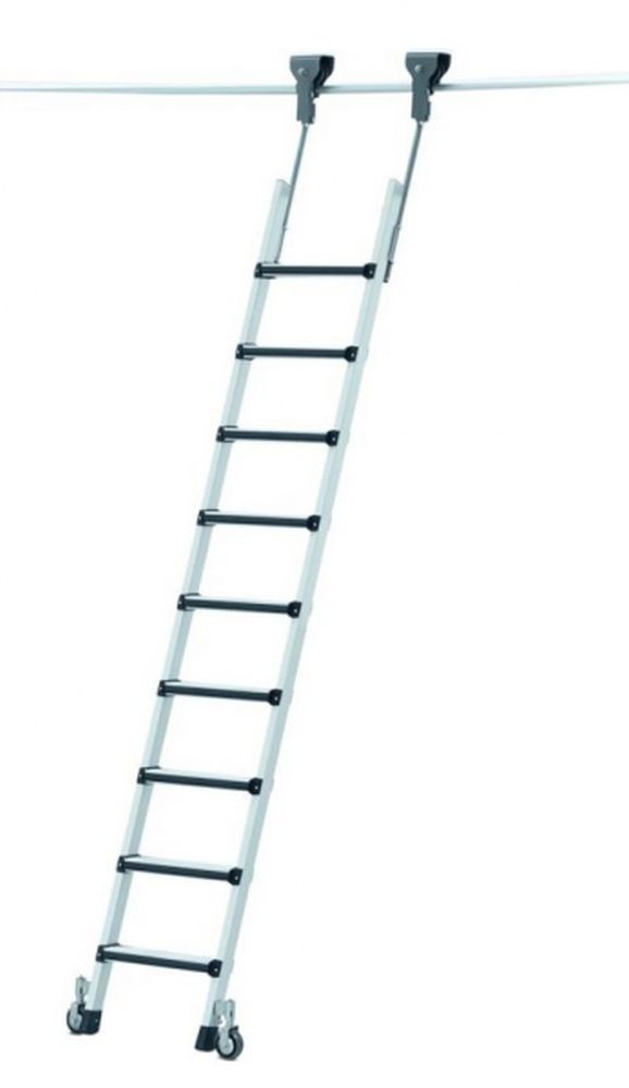 ZARGES závěsný regálový žebřík se šroubovými stupni COMFORTSTEP TREC LH pojízdný, délka 1,84-2,08 m