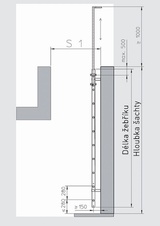 Šachtový žebřík pozinkovaný, šíře 300 mm, délka 4,20 m