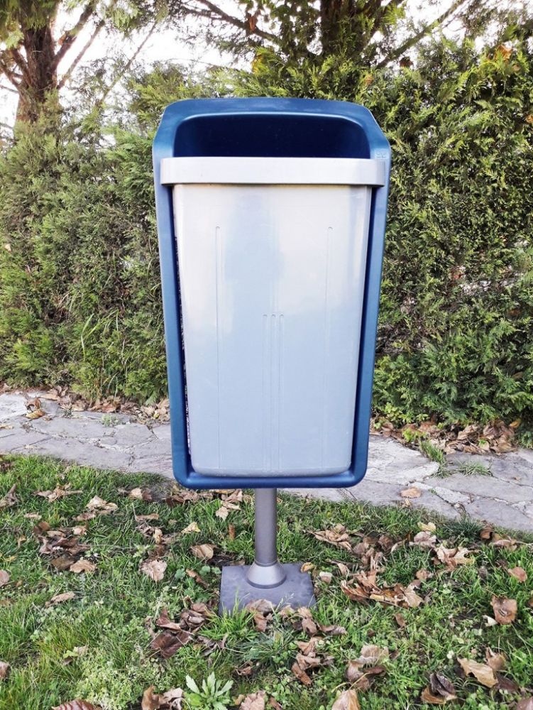 Odpadkový koš Elegant 50 l, tmavě modrý rám se šedou nádobou