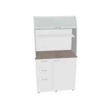 HOBIS kancelářská kuchyň bez vybavení, levá - KU 3 0 L, bílá, šedá roleta