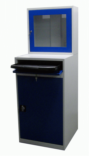 Počítačová skříň SmK 4a pro LCD monitory, ventilátor, přívod elektřiny