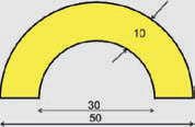 Výstražný polyuretanový kruhový profil na roh - 1m, průměr 50/30 mm