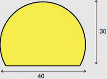 Výstražný polyuretanový kruhový profil na stěnu - 1m, 40x30 mm