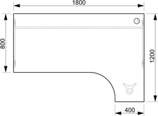 HOBIS kancelářský stůl pracovní tvarový, ergo levý - GE 1800 L, akát