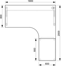 HOBIS kancelářský stůl pracovní, sestava levá - CE 1800 60 H L, akát