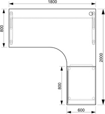 HOBIS kancelářský stůl pracovní, sestava levá - CE 1800 60 HR L, akát