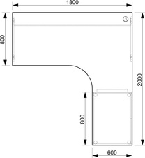 HOBIS stůl pracovní, sestava levá - GE 1800 60 H L, akát