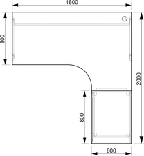 HOBIS stůl pracovní, sestava levá - GE 1800 60 HR L, akát