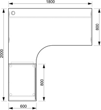 HOBIS stůl pracovní, sestava pravá - GE 1800 60 HR P, akát