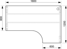 HOBIS kancelářský stůl tvarový, ergo levý - UE A 1800 60 L, ořech