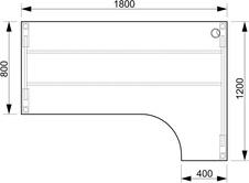 HOBIS kancelářský stůl tvarový, ergo levý - UE A 1800 L, buk