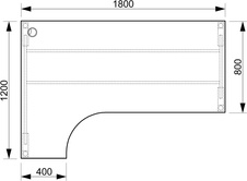 HOBIS kancelářský stůl tvarový, ergo pravý - UE A 1800 P, bílá