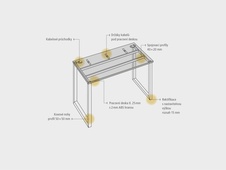 HOBIS přídavný stůl rovný - UE O 1600 R, hloubka 60 cm, šedá