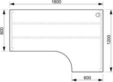 HOBIS kancelářský stůl tvarový, ergo levý - UE 1800 60 L, akát