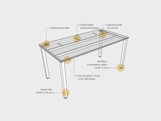 HOBIS přídavný stůl rovný - UE 800 R, hloubka 60 cm, šedá