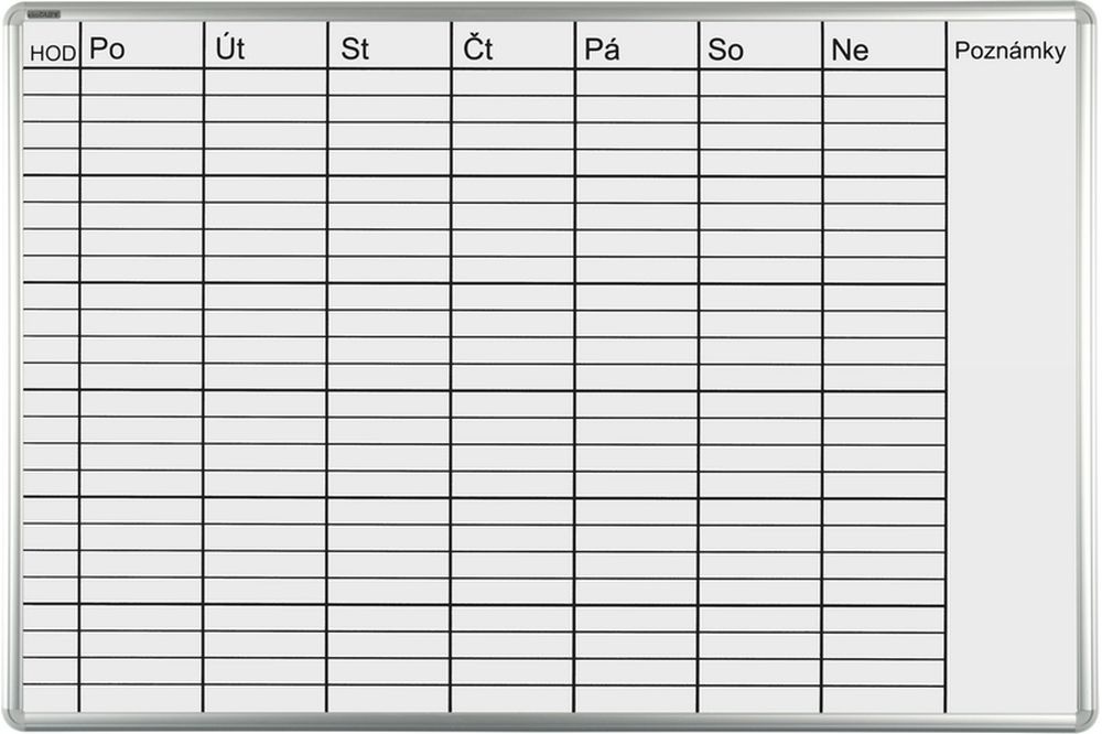 Lakovaná plánovací tabule ekoTAB týdenní 1000x700