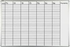 Lakovaná plánovací tabule ekoTAB týdenní 1000x700