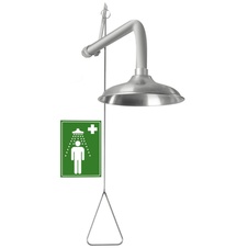Tělní bezpečnostní sprcha nástěnná, celonerezová