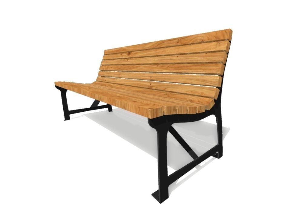 Parková lavička se smrkovými latěmi 1500 mm, kovová konstrukce