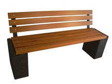 Parková lavička s opěradlem 1500 mm s betonovou nohou - oblázek