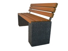 Parková lavička s opěradlem 1500 mm s betonovou nohou - oblázek