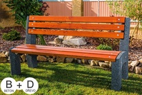 Parková lavička Lana 1500 mm, smrkové latě a betonové nohy - vymývaný beton v barvě antracit