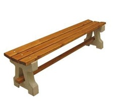 Parková lavička bez opěradla, smrkové latě 1900 mm, betonové nohy hladké pro volné ložení