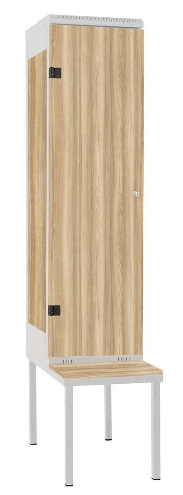 TRITON šatní skříň 1-dveřová s lavicí, kov-lamino T1970, šedá - jasan Blonde Surfside