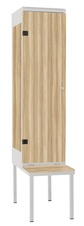 Šatní skříň 1-dveřová s lavicí, kov-lamino T1970, šedá - jasan Blonde Surfside