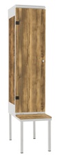 Šatní skříň 1-dveřová s lavicí, kov-lamino T1970, šedá - dub Baroque Amber