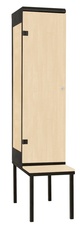 Šatní skříň 1-dveřová s lavicí, kov-lamino T1970, černá - bříza