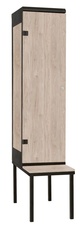 Šatní skříň 1-dveřová s lavicí, kov-lamino T1970, černá - ořech Light Rockrord