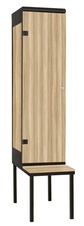 Šatní skříň 1-dveřová s lavicí, kov-lamino T1970, černá - jasan Blonde Surfside