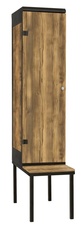 Šatní skříň 1-dveřová s lavicí, kov-lamino T1970, černá - dub Baroque Amber