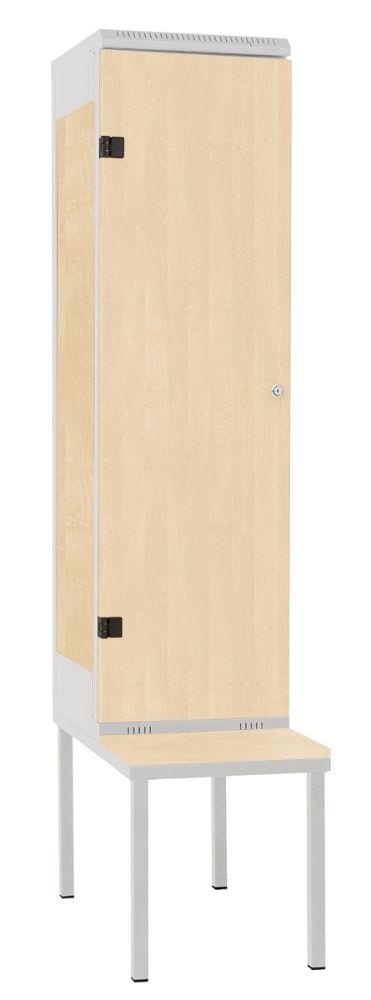 TRITON šatní skříň 1-dveřová s lavicí, kov-lamino T2195, šedá - bříza