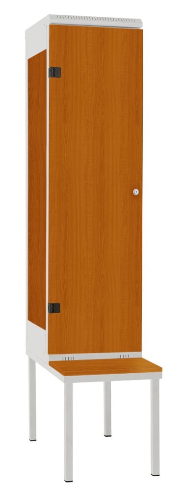 TRITON šatní skříň 1-dveřová s lavicí, kov-lamino T2195, šedá - třešeň