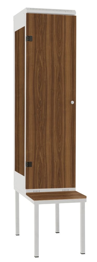 TRITON šatní skříň 1-dveřová s lavicí, kov-lamino T2195, šedá - ořech