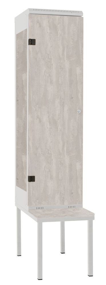 TRITON šatní skříň 1-dveřová s lavicí, kov-lamino T2195, šedá - beton